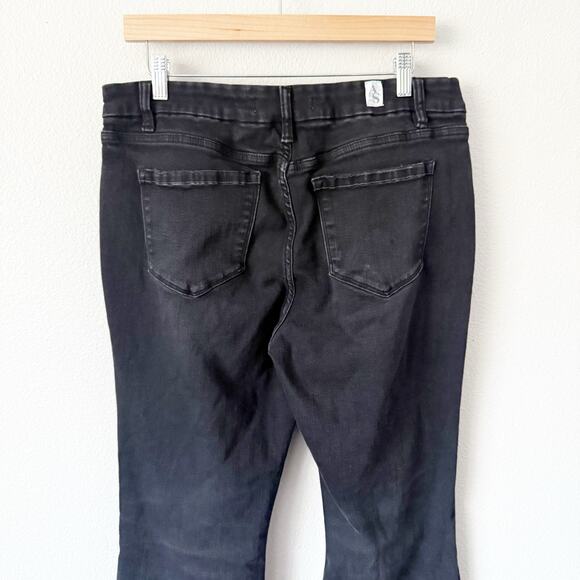 ALTAR'D STATE | Worn Raw Hem Black Wide Flare Denim Stretch Jeans | 32, 14, XL - Picture 5 of 10